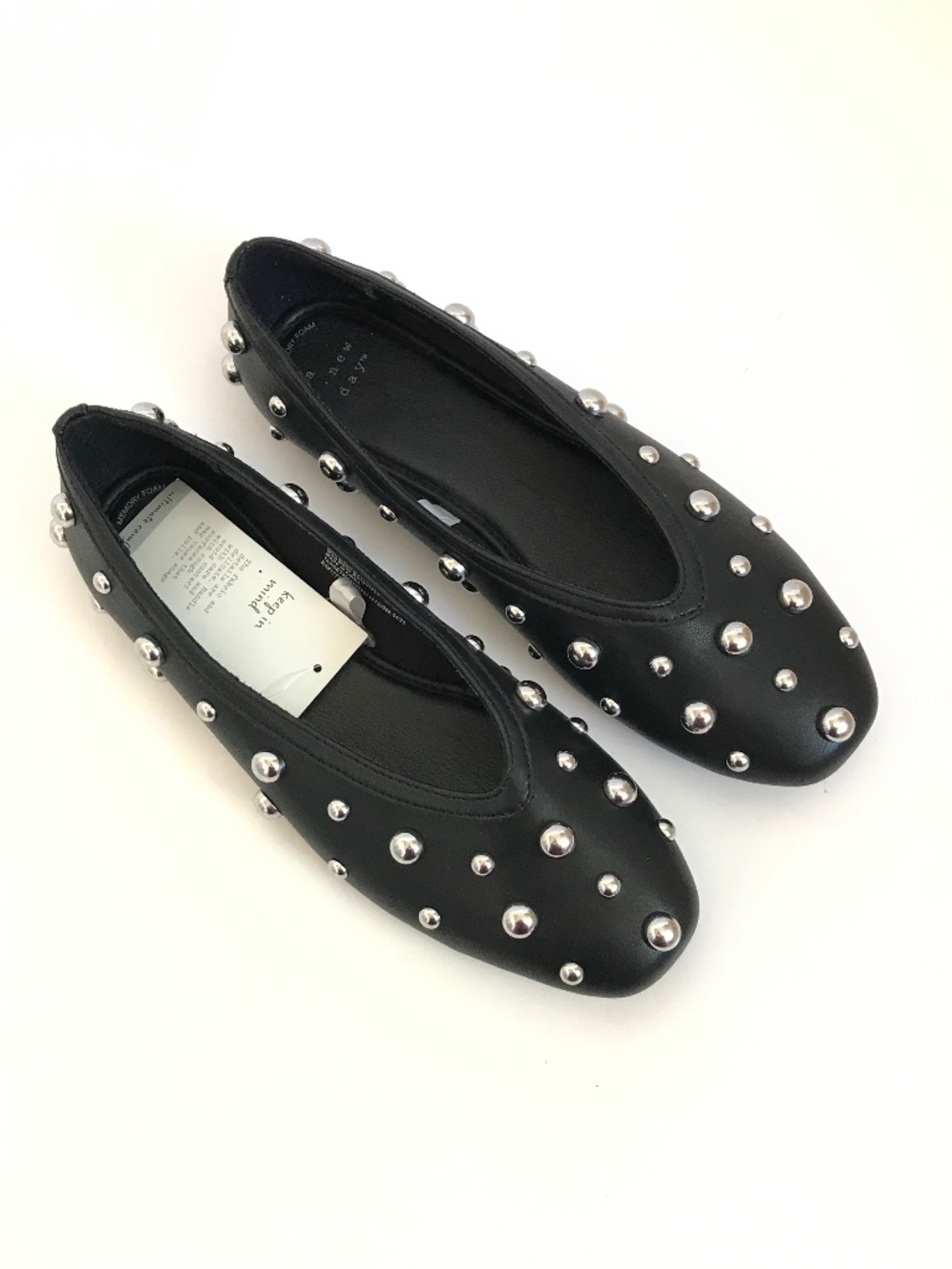a new day Black Studded Ballet Flats